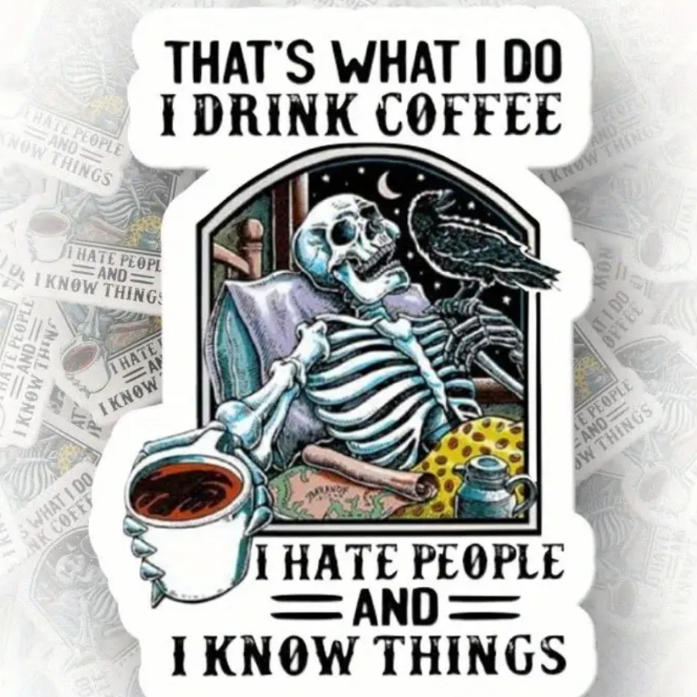Skeleton Coffee Lover Wall Art / Sticker